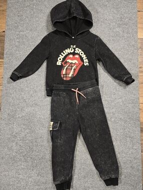 Rolling Stones Black Kids Hoodie & Jogger Set